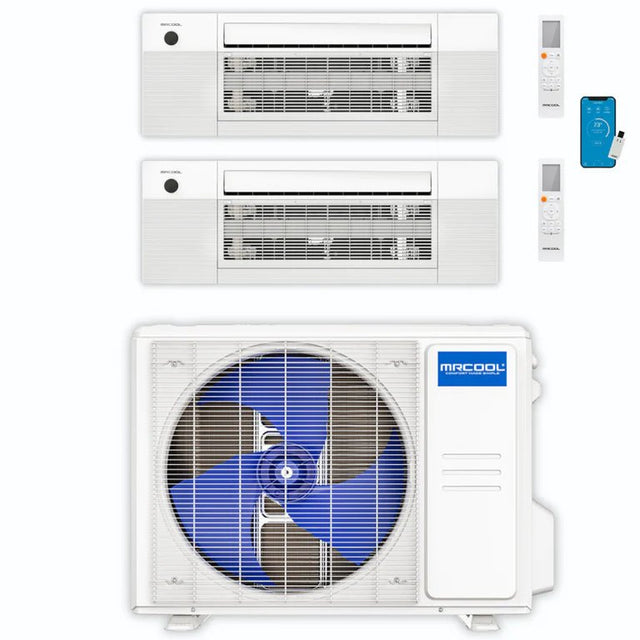 MRCOOL DIY Mini Split 24,000 BTU 2 Zone Ceiling Cassette Ductless Air Conditioner and Heat Pump DIY-BC-227HP1212 - acunitsforless.com