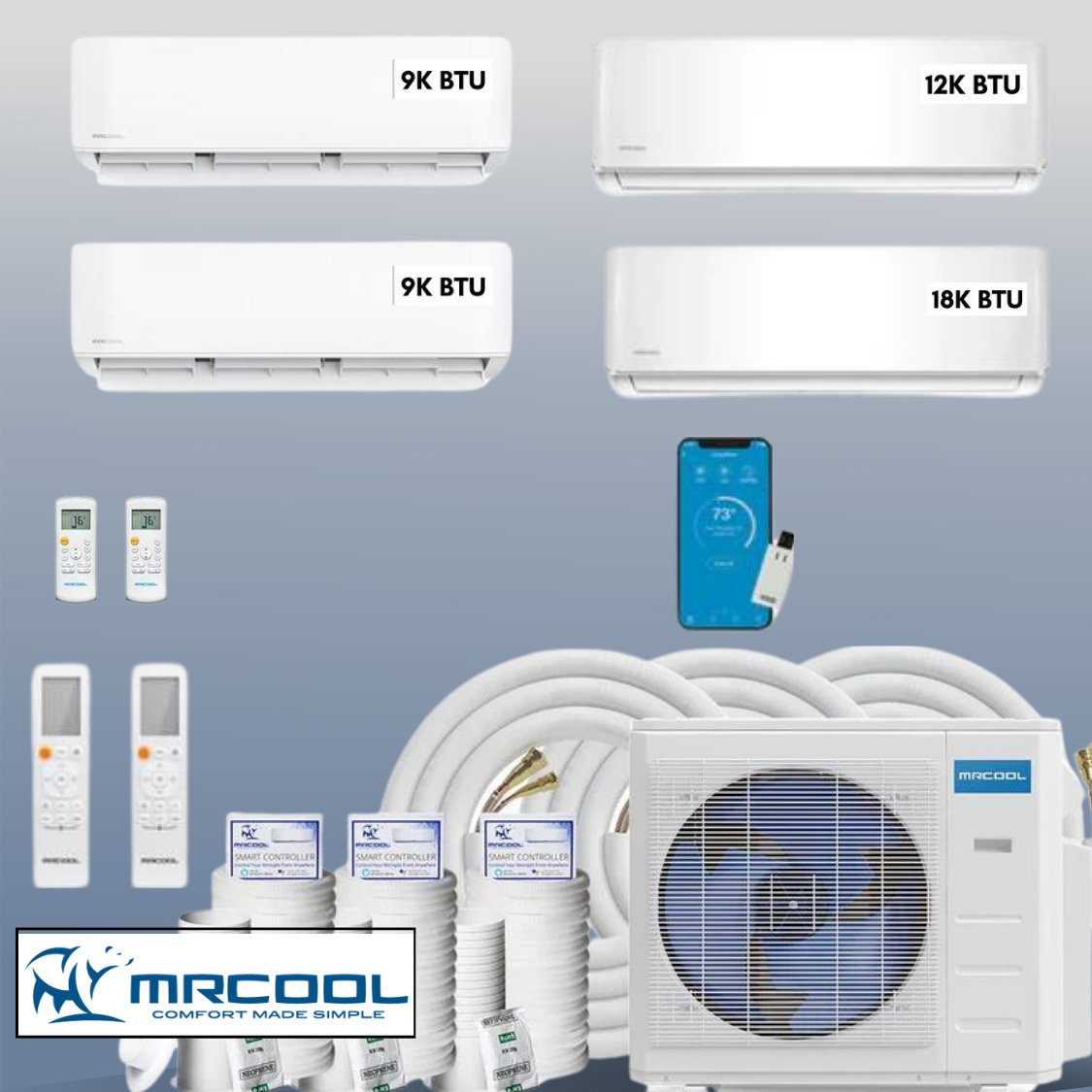 MRCOOL DIY Mini Split 48,000 BTU 4 Zone Ductless Air Conditioner and Heat Pump DIY-B-448HP09091218 - AC units for less