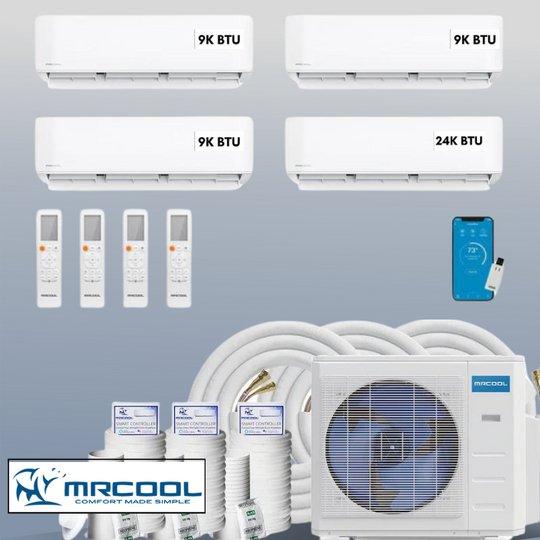 MRCOOL DIY Mini Split 51,000 BTU 4 Zone Ductless Air Conditioner and Heat Pump DIY-B-448HP09090924 - AC units for less