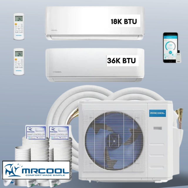 MRCOOL DIY Mini Split 54,000 BTU 2 Zone Ductless Air Conditioner and Heat Pump DIY-B-248HP1836 - AC units for less